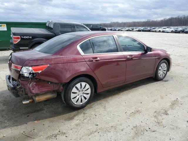 1HGCP2F34CA213085 - 2012 HONDA ACCORD LX BURGUNDY photo 3