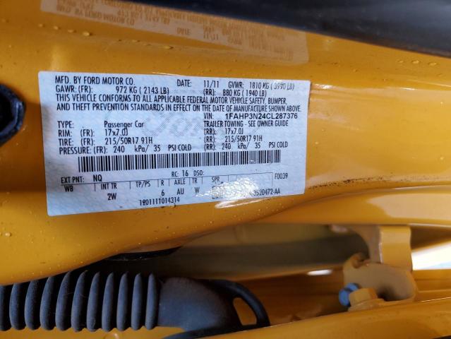 1FAHP3N24CL287376 - 2012 FORD FOCUS TITANIUM YELLOW photo 13