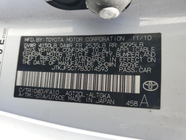 JTKJF5C77B3014593 - 2011 TOYOTA SCION TC 白色 照片 12