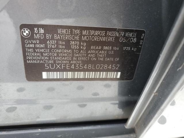 5UXFE43548L028452 - 2008 BMW X5 3.0I GRAY photo 13