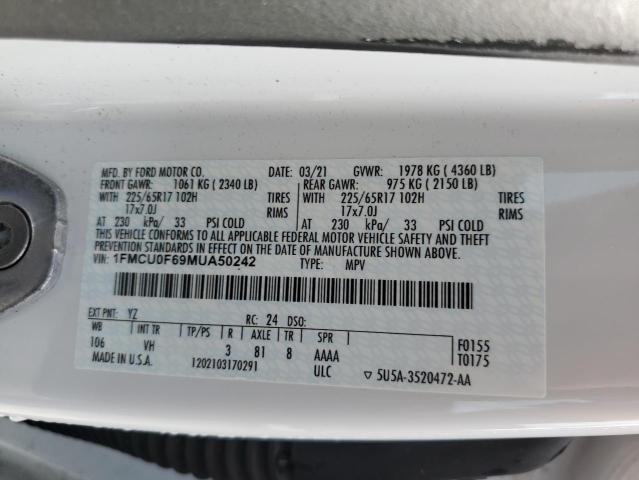 1FMCU0F69MUA50242 - 2021 FORD ESCAPE S WHITE photo 14