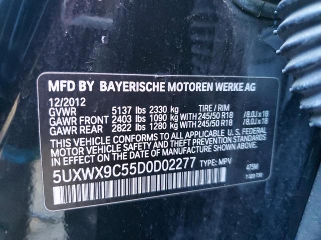 5UXWX9C55D0D02277 - 2013 BMW X3 XDRIVE28I BLACK photo 12