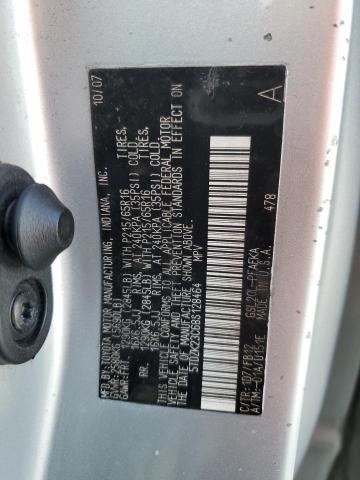 5TDZK23C68S128464 - 2008 TOYOTA SIENNA CE SILVER photo 12