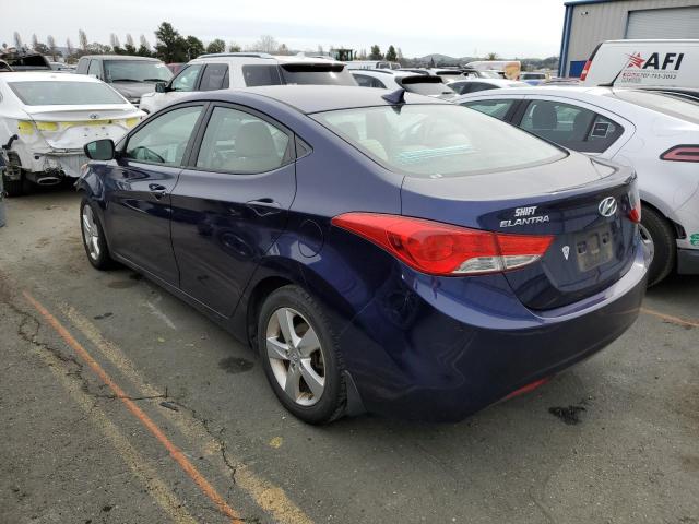 5NPDH4AE4DH195587 - 2013 HYUNDAI ELANTRA GLS BLUE photo 2