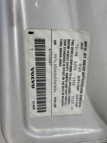 YV1LS56D0X2587484 - 1999 VOLVO S70 GLT SILVER photo 12