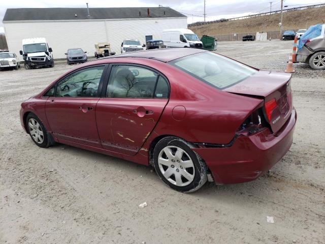 1HGFA16587L122678 - 2007 HONDA CIVIC LX BURGUNDY photo 2