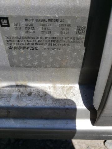 1G1JB5SH2H4152972 - 2017 CHEVROLET SONIC LS 银色 照片 12