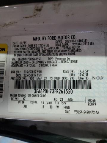 3FA6P0H73FR261550 - 2015 FORD FUSION SE WHITE photo 12