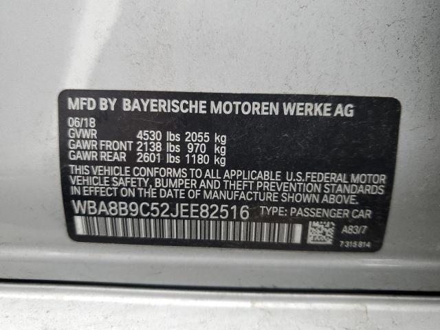 WBA8B9C52JEE82516 - 2018 BMW 330 I SILVER photo 12