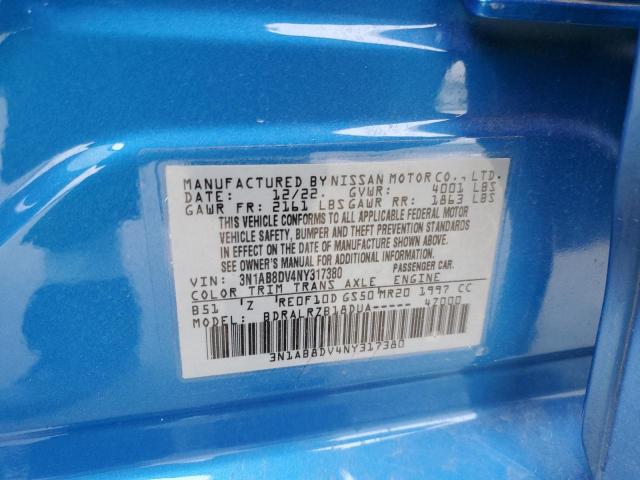 3N1AB8DV4NY317380 - 2022 NISSAN SENTRA SR BLUE photo 13