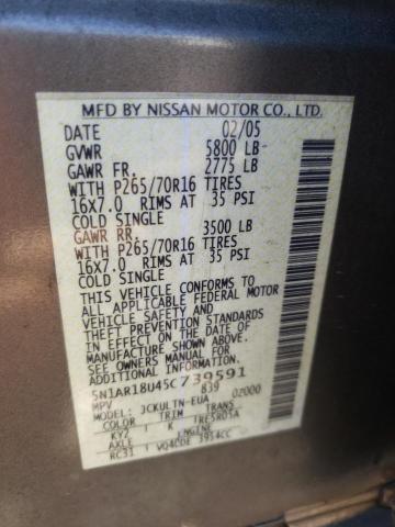 5N1AR18U45C739591 - 2005 NISSAN PATHFINDER LE BEIGE photo 13