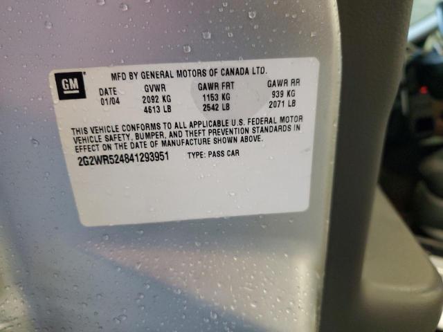 2G2WR524841293951 - 2004 PONTIAC GRAND PRIX GTP 银色 照片 12