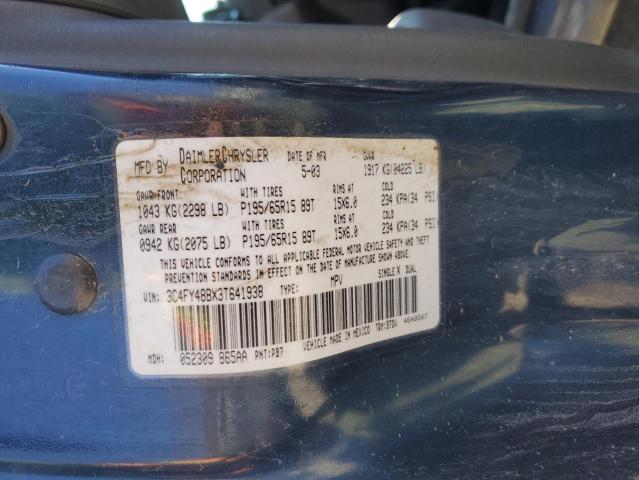 3C4FY48BX3T641938 - 2003 CHRYSLER PT CRUISER CLASSIC BLUE photo 12