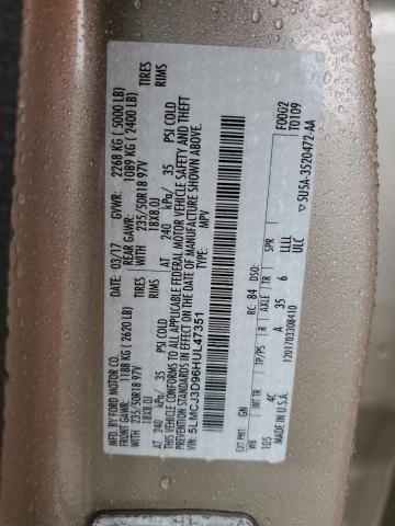 5LMCJ3D96HUL47351 - 2017 LINCOLN MKC RESERVE ბეჟი ფოტო 13