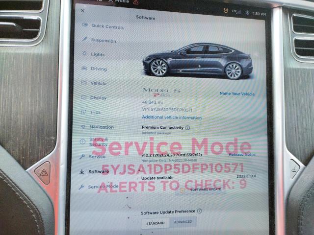 5YJSA1DP5DFP10571 - 2013 TESLA MODEL S Արծաթագույն լուսանկար 9