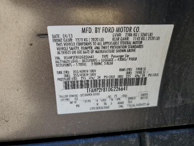 1FAHP2F81DG226641 - 2013 FORD TAURUS LIMITED GRAY photo 12