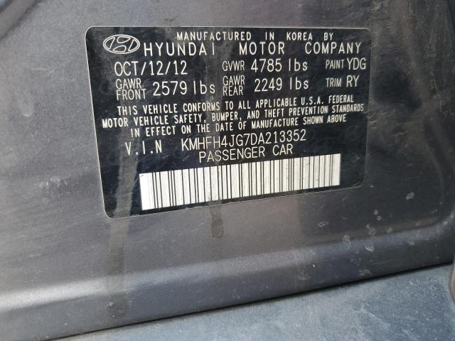 KMHFH4JG7DA213352 - 2013 HYUNDAI AZERA GLS GRAY photo 12