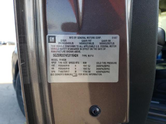 5GZER33747J116424 - 2007 SATURN OUTLOOK SPECIAL ნაცრისფერი ფოტო 12