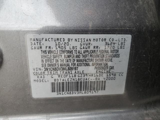 3N1CN8DV3ML809197 - 2021 NISSAN VERSA S GRAY photo 13