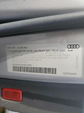 WAUE8AF22LN037360 - 2020 AUDI A6 PREMIUM PLUS SILVER photo 13