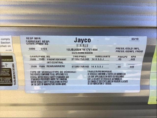 1UJBJ0BN7K17V1494 - 2019 JAYCO JAY FLIGHT GRAY photo 10