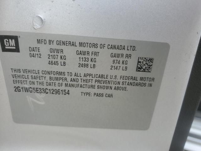 2G1WG5E33C1296154 - 2012 CHEVROLET IMPALA LT SILVER photo 12