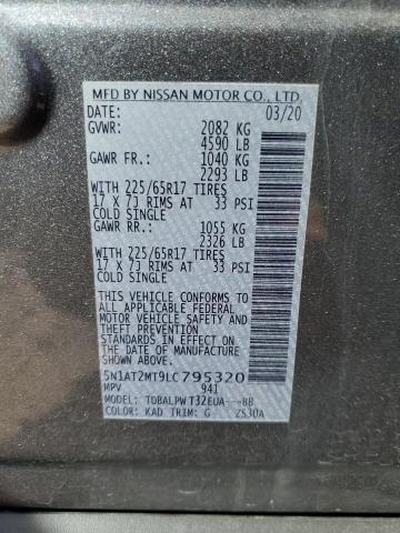 5N1AT2MT9LC795320 - 2020 NISSAN ROGUE S CHARCOAL photo 12