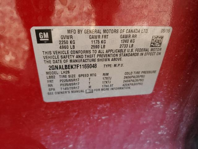 2GNALBEK7F1169048 - 2015 CHEVROLET EQUINOX LT RED photo 12