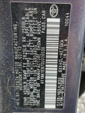 4T1BK1EB7DU026530 - 2013 TOYOTA AVALON BASE 灰色 照片 12