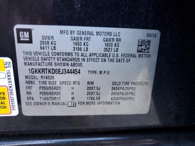 1GKKRTKD6EJ344454 - 2014 GMC ACADIA DENALI BLACK photo 14