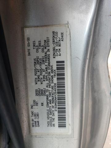 4TASM92N4YZ648308 - 2000 TOYOTA TACOMA XTRACAB PRERUNNER ვერცხლისფერი ფოტო 12