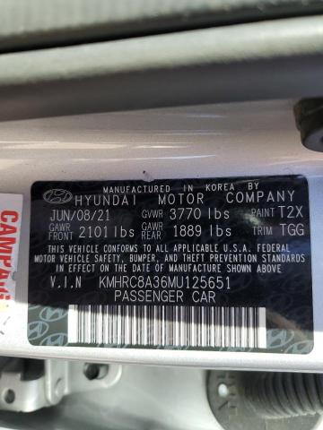 KMHRC8A36MU125651 - 2021 HYUNDAI VENUE SEL SILVER photo 12