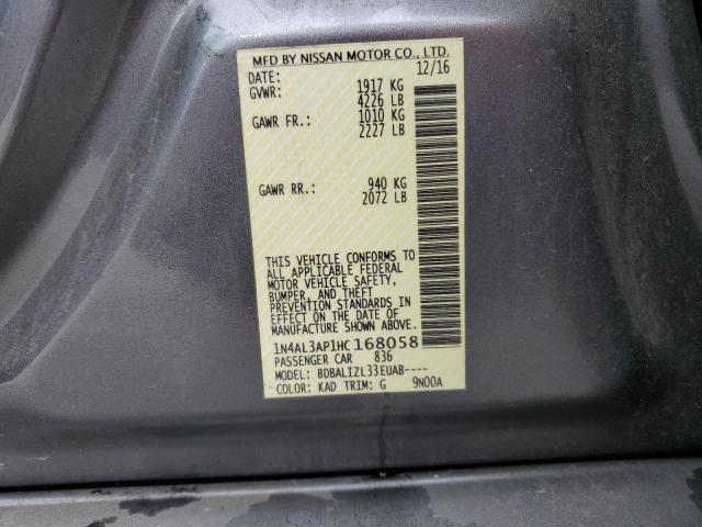 1N4AL3AP1HC168058 - 2017 NISSAN ALTIMA 2.5 GRAY photo 12