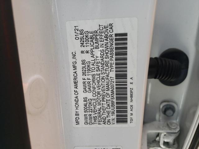 19UUB6F5XMA007217 - 2021 ACURA TLX TECH A WHITE photo 13