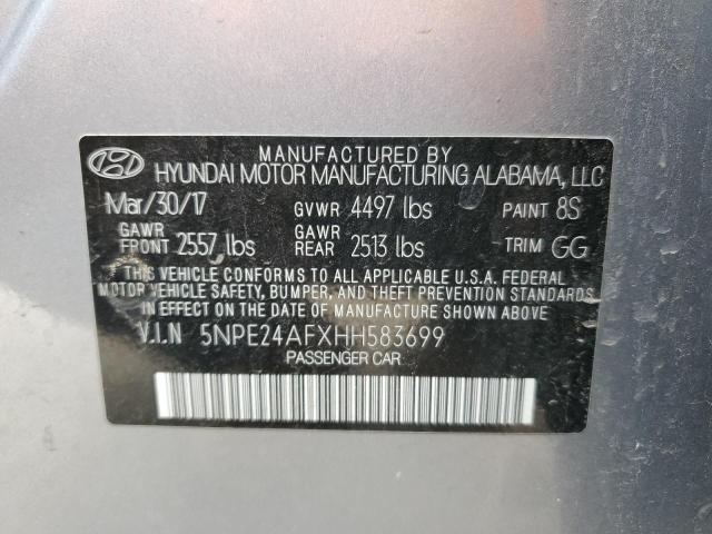 5NPE24AFXHH583699 - 2017 HYUNDAI SONATA SE SILVER photo 13