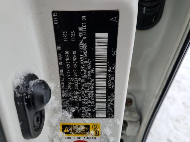 5TDJKRFH7FS155716 - 2015 TOYOTA HIGHLANDER XLE 白色 照片 13