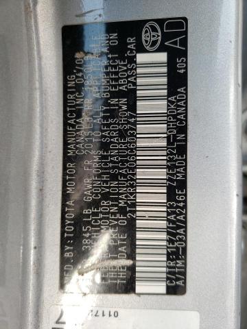 2T1KR32E06C603747 - 2006 TOYOTA COROLLA MA XR SILVER photo 12