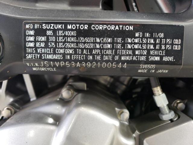 JS1VP53A392100544 - 2009 SUZUKI SV650S SILVER photo 10