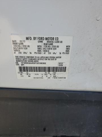 1FM5K8AR5FGC08382 - 2015 FORD EXPLORER POLICE INTERCEPTOR თეთრი ფოტო 14