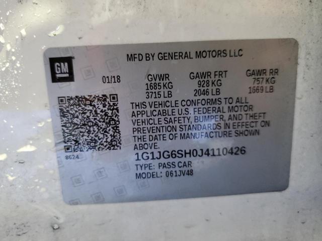 1G1JG6SH0J4110426 - 2018 CHEVROLET SONIC WHITE photo 12