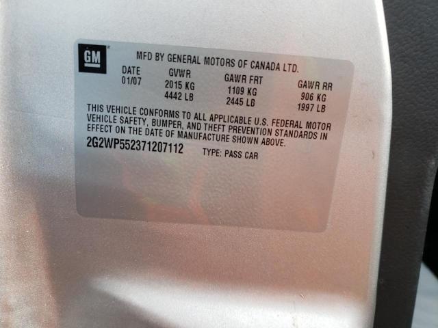 2G2WP552371207112 - 2007 PONTIAC GRAND PRIX 银色 照片 12