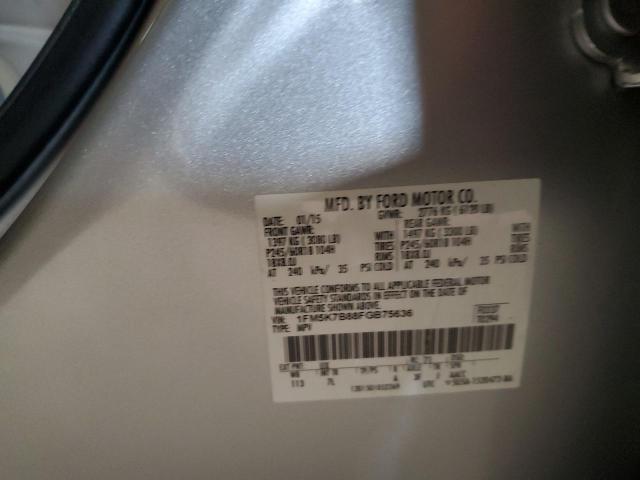 1FM5K7B88FGB75636 - 2015 FORD EXPLORER SILVER photo 14