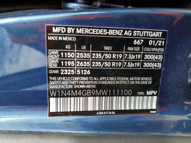 W1N4M4GB9MW111100 - 2021 MERCEDES-BENZ GLB 250 BLUE photo 13