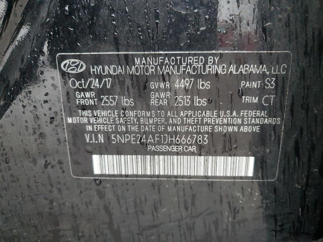 5NPE24AF1JH666783 - 2018 HYUNDAI SONATA SE BLACK photo 12