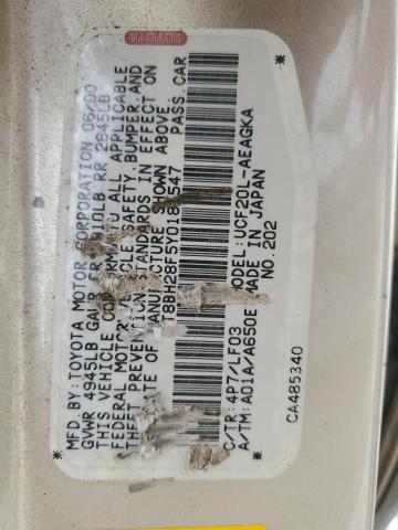 JT8BH28F5Y0181547 - 2000 LEXUS LS 400 TAN photo 12