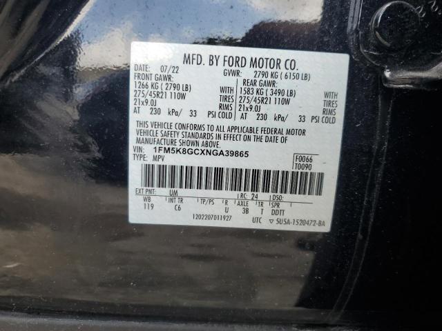 1FM5K8GCXNGA39865 - 2022 FORD EXPLORER ST BLACK photo 13