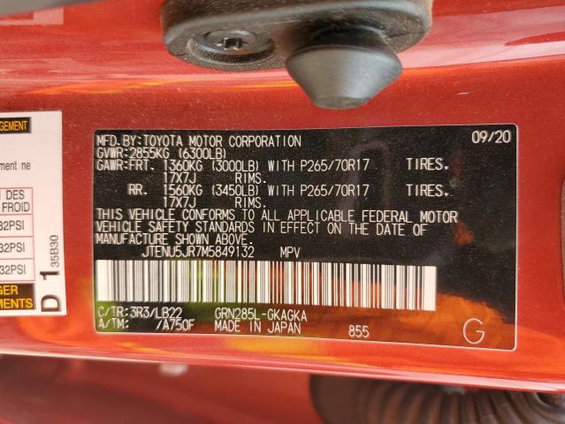 JTENU5JR7M5849132 - 2021 TOYOTA 4RUNNER SR5/SR5 PREMIUM 红色 照片 13