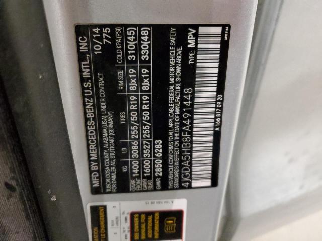 4JGDA5HB8FA491448 - 2015 MERCEDES-BENZ ML 350 4MATIC SILVER photo 13