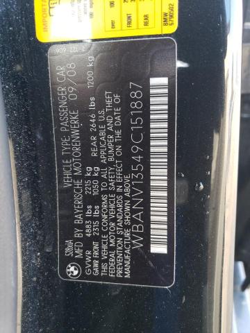 WBANV13549C151887 - 2009 BMW 528 XI BLACK photo 12