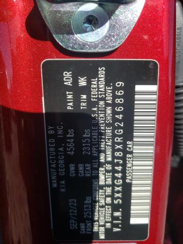 5XXG44J8XRG246869 - 2024 KIA K5 GT RED photo 12